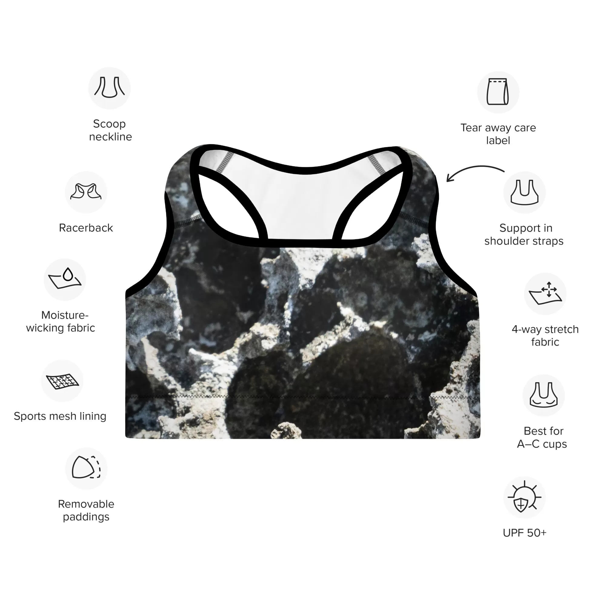 Beach Camo Padded Sports Bra XT