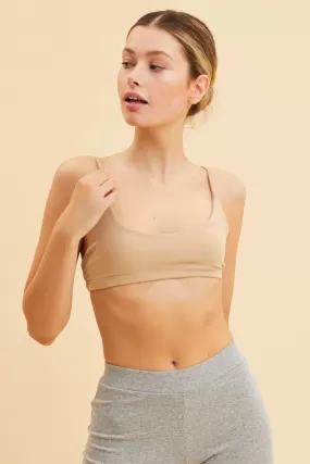 Beige Cotton Bralette Cotton Stretch Scoop Neck