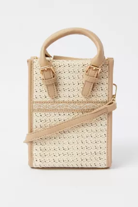 Beige Crochet Crossbody Bag with Handle