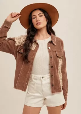 Bella Brown Ditsy Floral & Corduroy Jacket