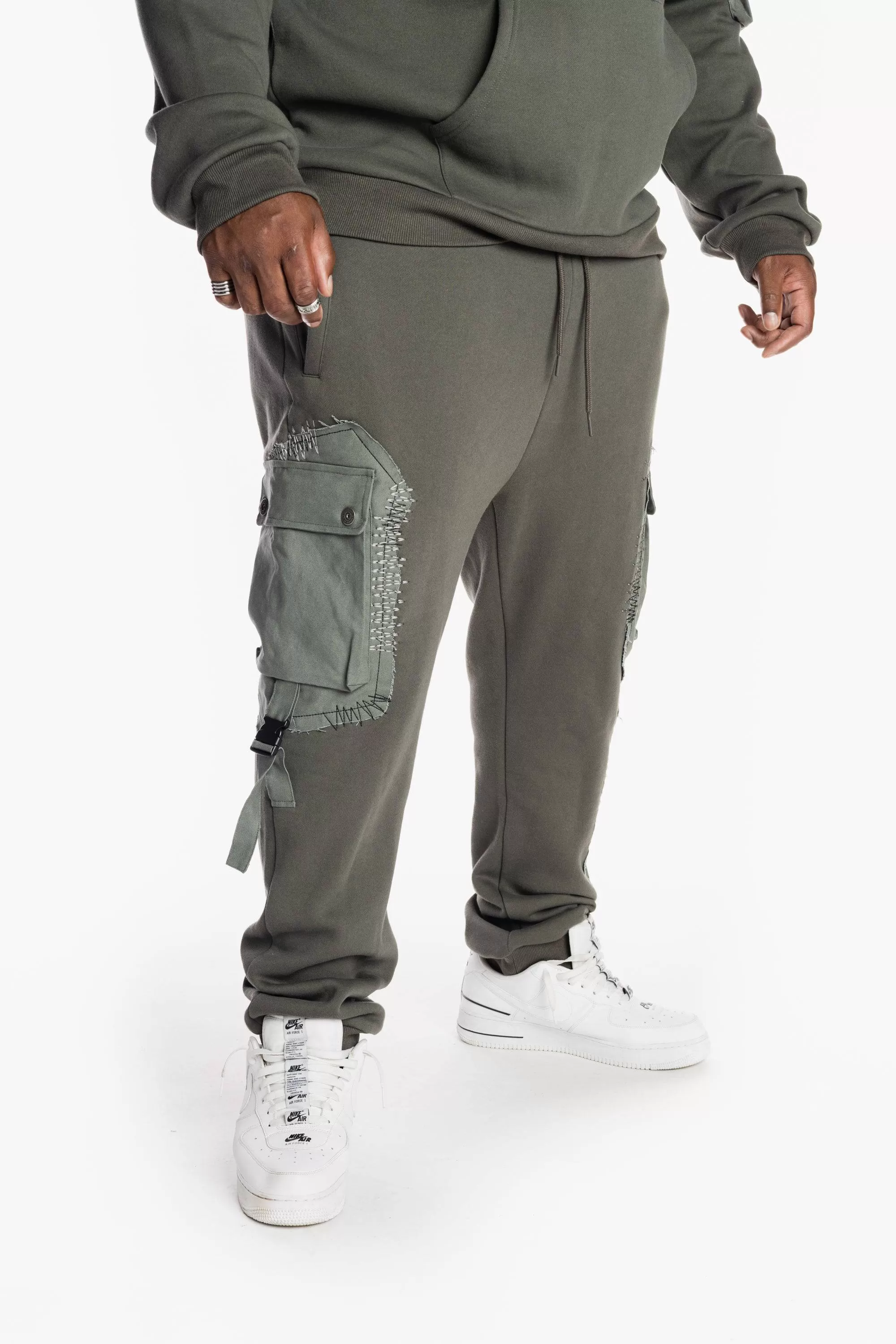 Big and Tall Utility Fashion Fleece Joggers - Dark Olive