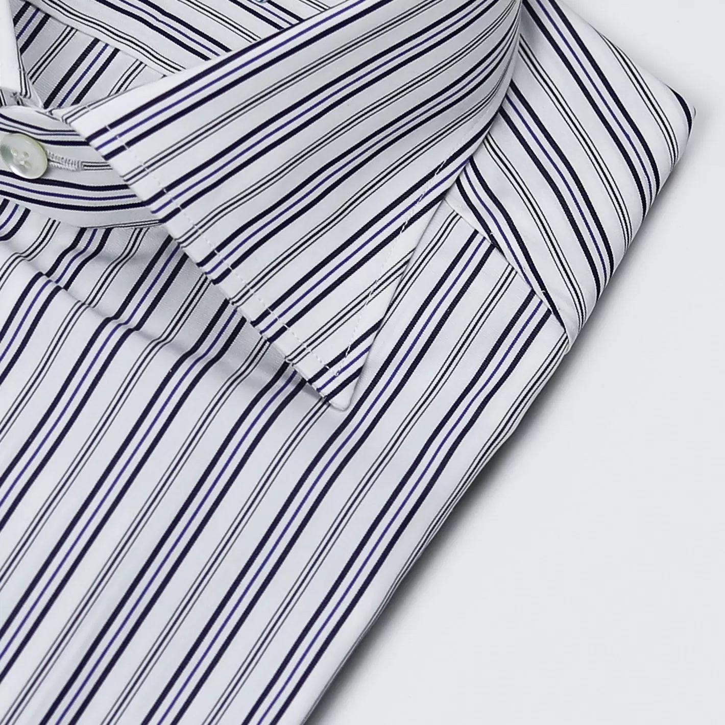 Black Blue Striped Semi-cutaway Shirt