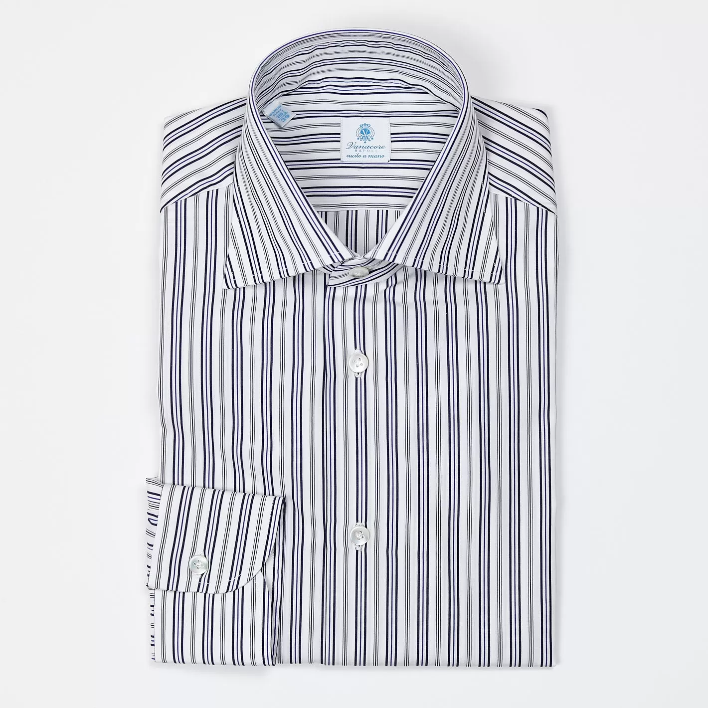 Black Blue Striped Semi-cutaway Shirt