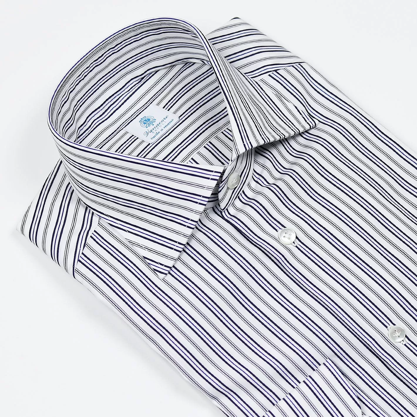 Black Blue Striped Semi-cutaway Shirt