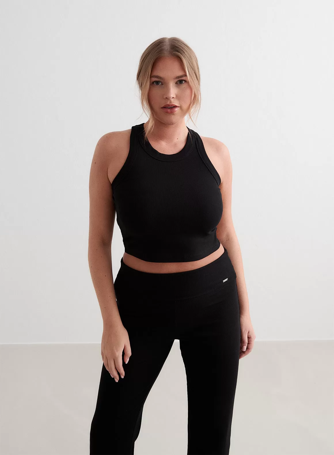 Black Ease Ribbed Tank Top