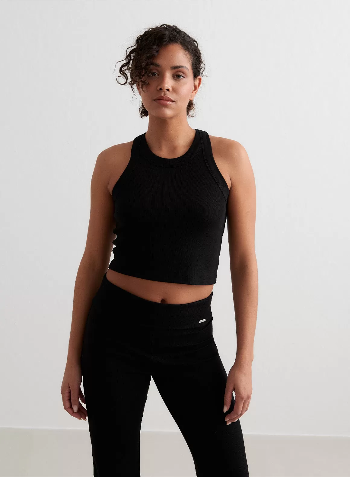 Black Ease Ribbed Tank Top