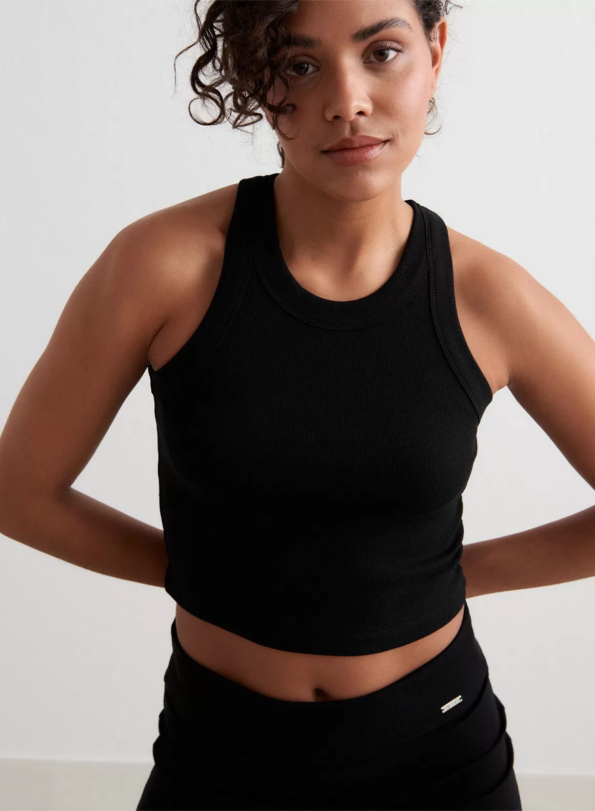 Black Ease Ribbed Tank Top