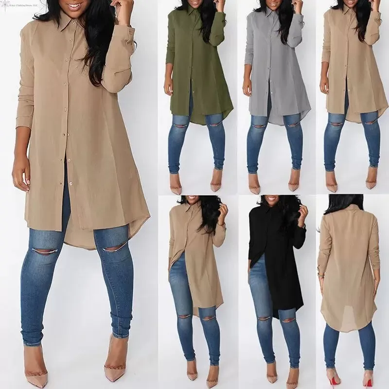 Blouse Shirt Loose Asymmetric