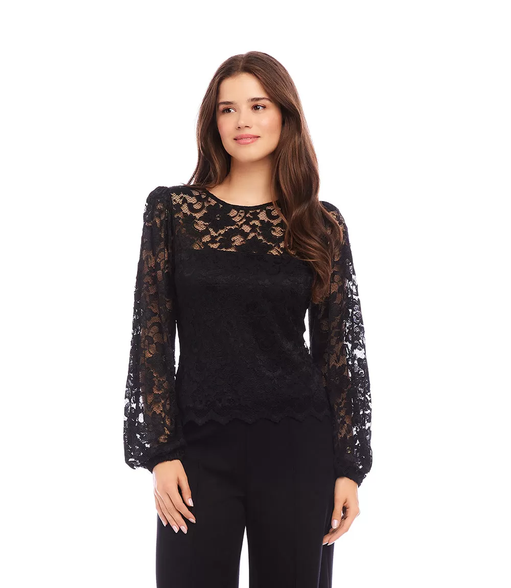 Blouson Sleeve Lace Top