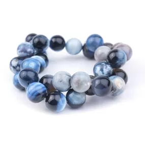 Blue Black Porcelain Agate 12mm Round - Limited Editions - 15-16 inch