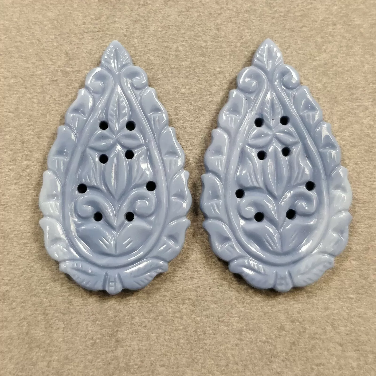 Blue OPAL Gemstone Carving : 35.51cts Natural Color Enhanced Blue Opal Hand Carved Pear Shape 39*23.5mm Pair