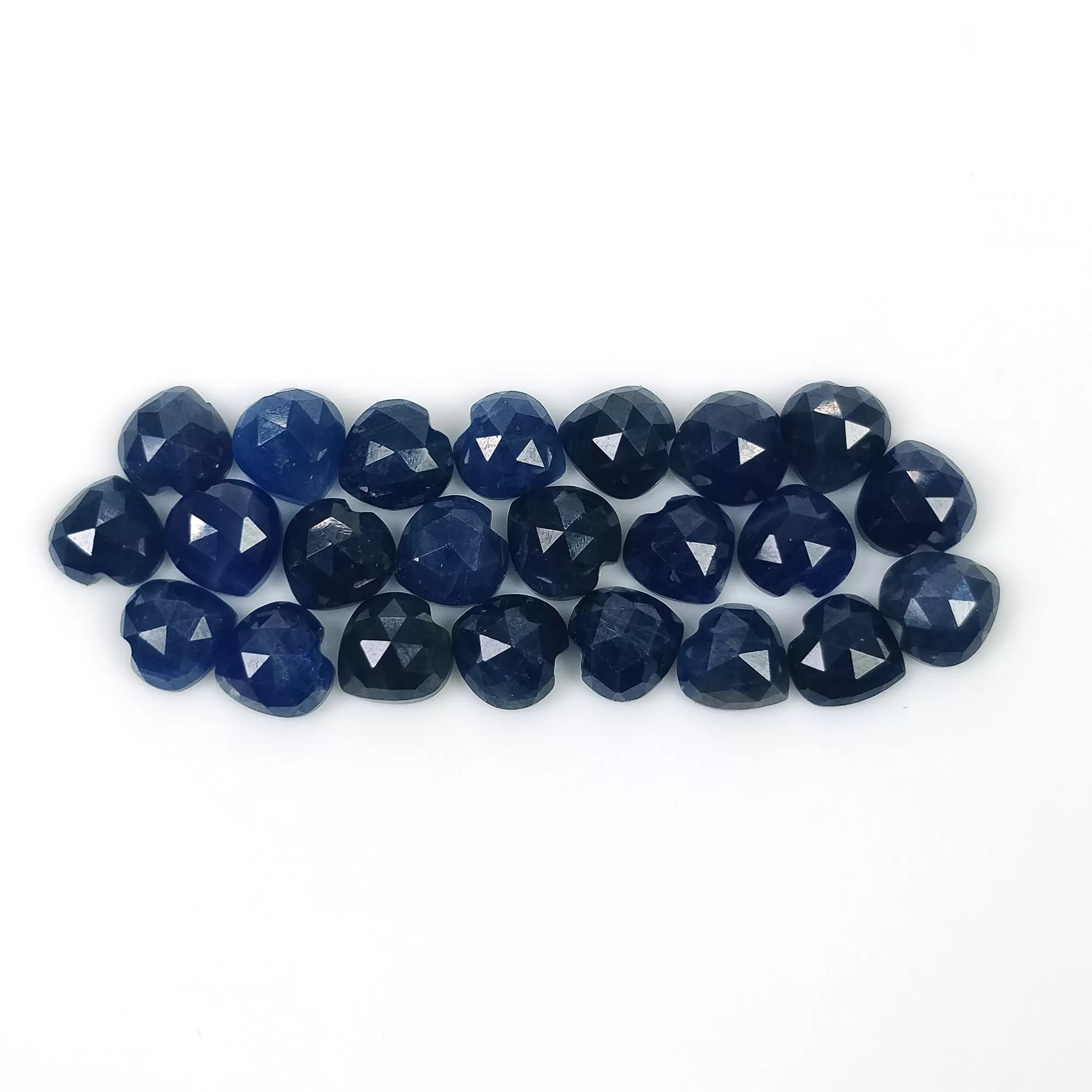 BLUE SAPPHIRE Gemstone Cut : 39.75cts Natural Untreated Unheated Sapphire Rose Cut Heart Shape 7mm 23pc (With Video)