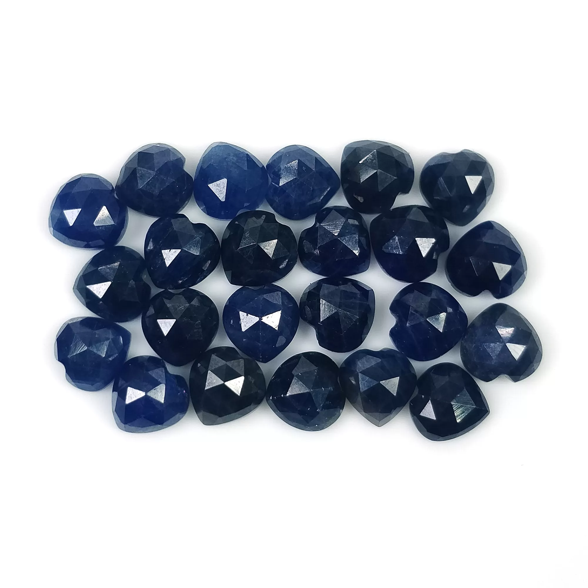 BLUE SAPPHIRE Gemstone Cut : 39.75cts Natural Untreated Unheated Sapphire Rose Cut Heart Shape 7mm 23pc (With Video)