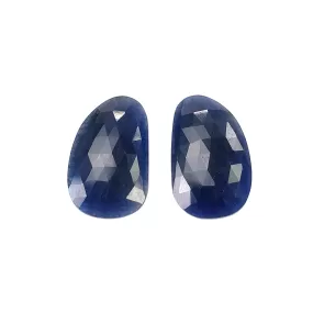 BLUE SAPPHIRE Gemstone Rose Cut : 34.00cts Natural Untreated Unheated Sapphire Uneven Shape 24*15mm Pair