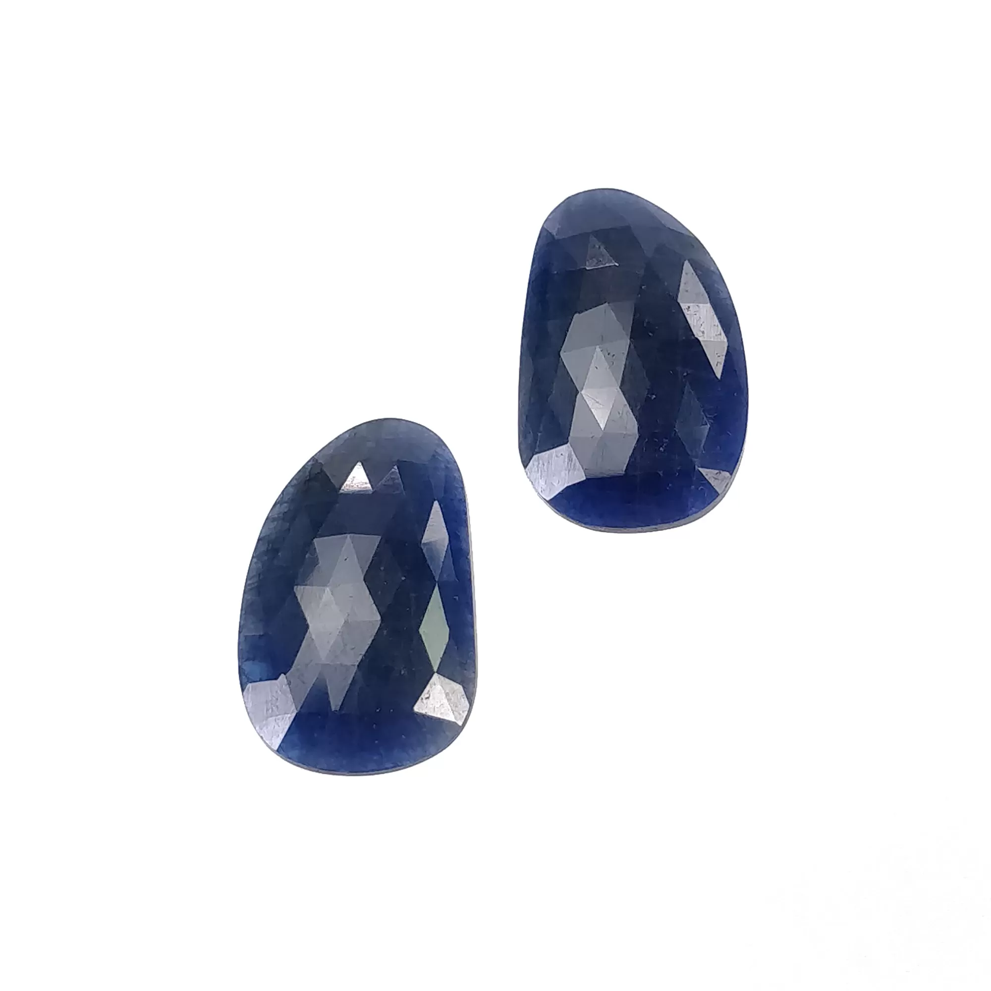 BLUE SAPPHIRE Gemstone Rose Cut : 34.00cts Natural Untreated Unheated Sapphire Uneven Shape 24*15mm Pair