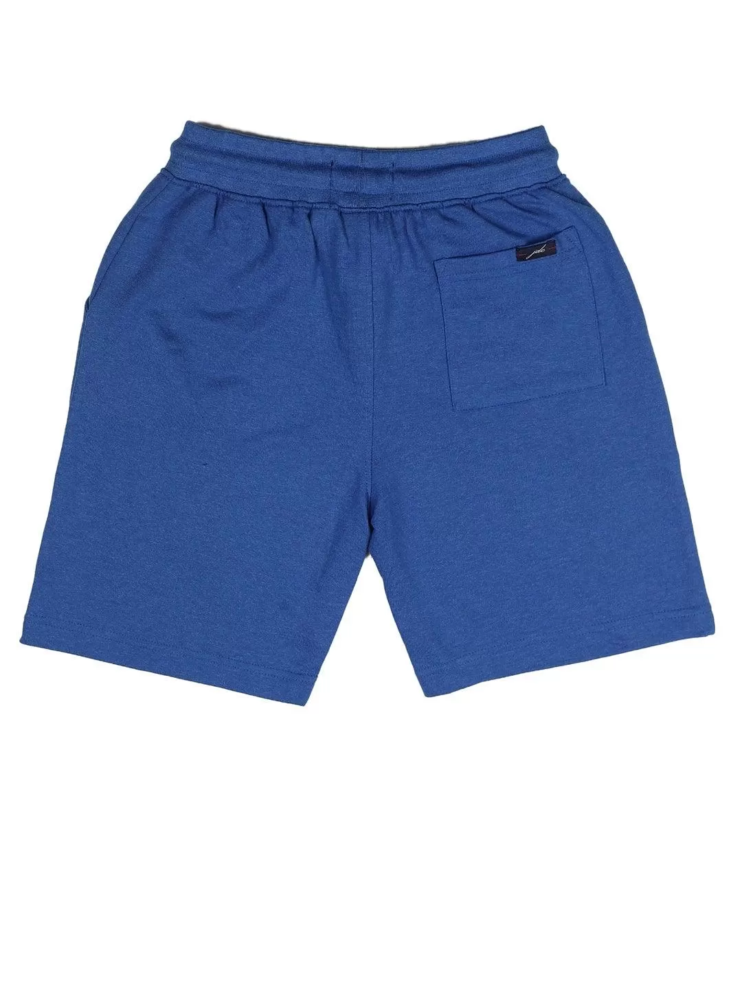 BOY'S BLUE SOLID REGUALR FIT KNIT SHORTS