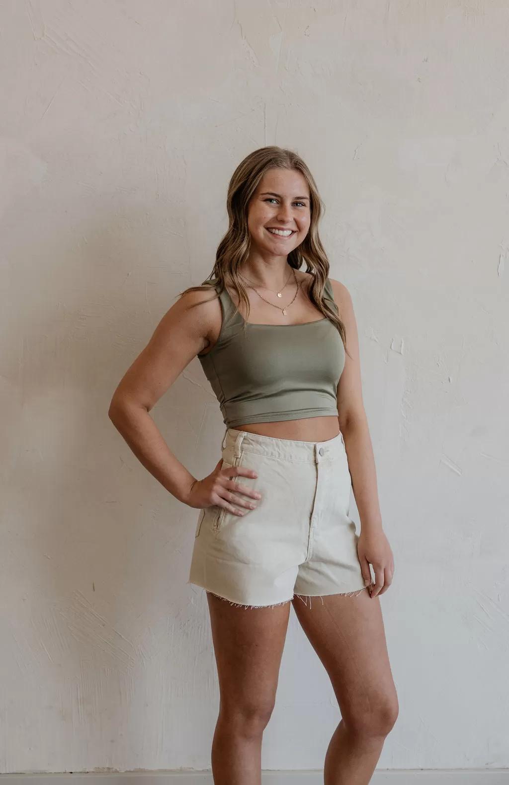 BRISTOL LIGHT OLIVE CROPPED TANK BY IVY & CO