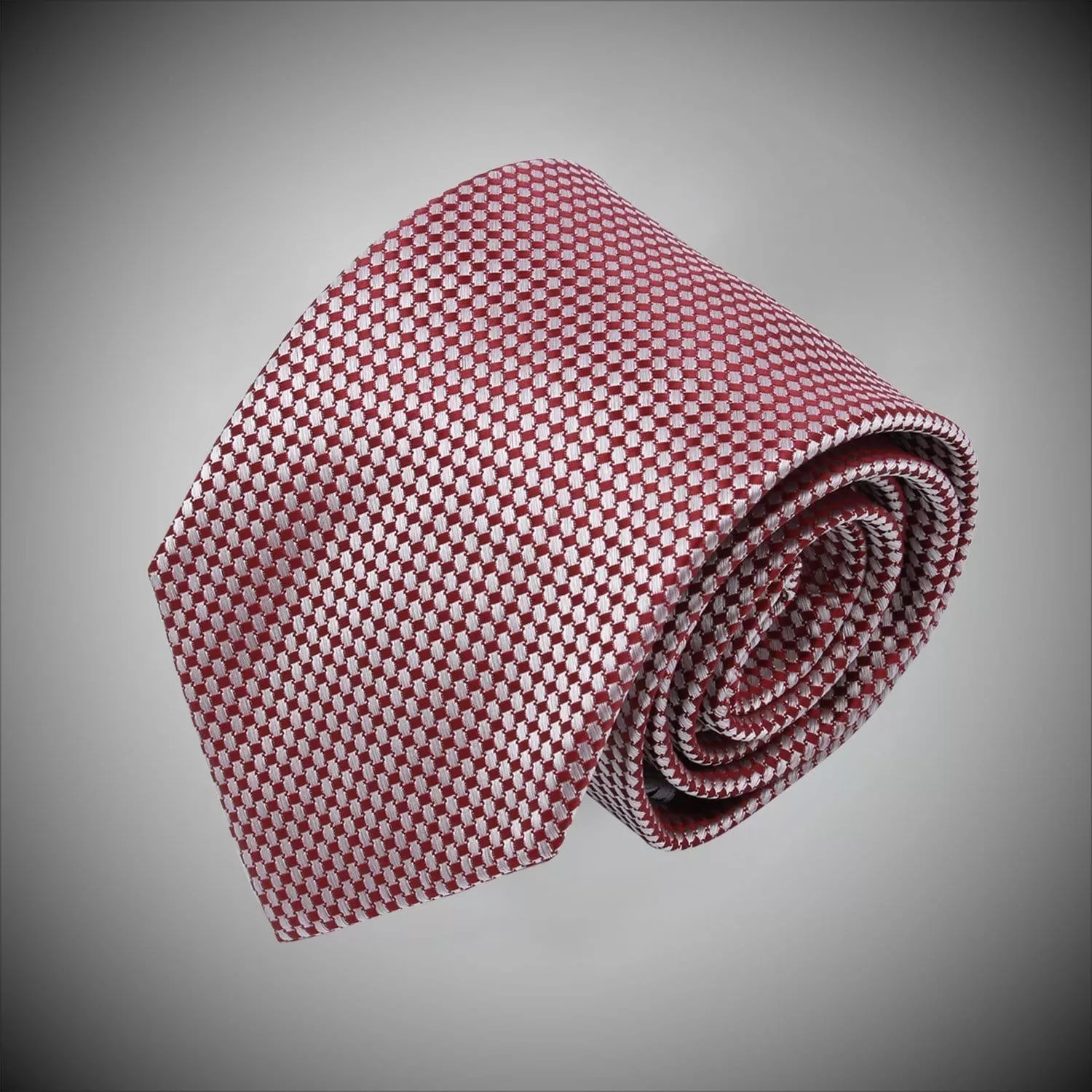 Burgundy Pink Neat Pattern Woven Silk Tie