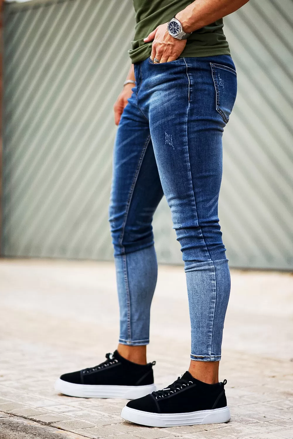 Buy $80 Free Shipping Stylish Skinny Jean - Blue