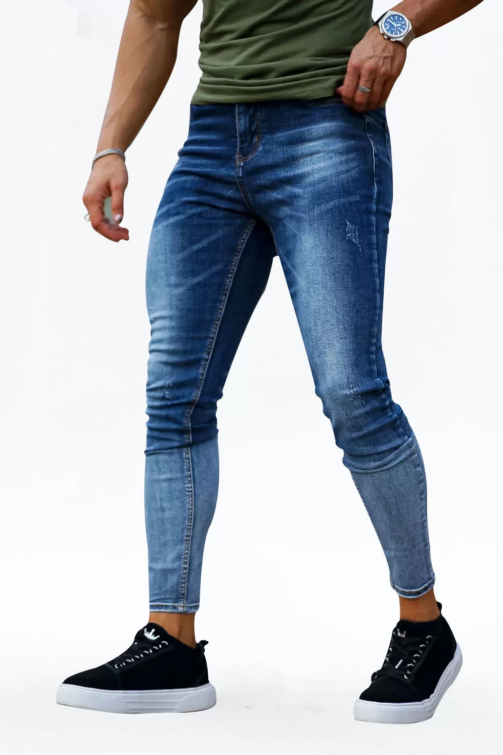 Buy $80 Free Shipping Stylish Skinny Jean - Blue