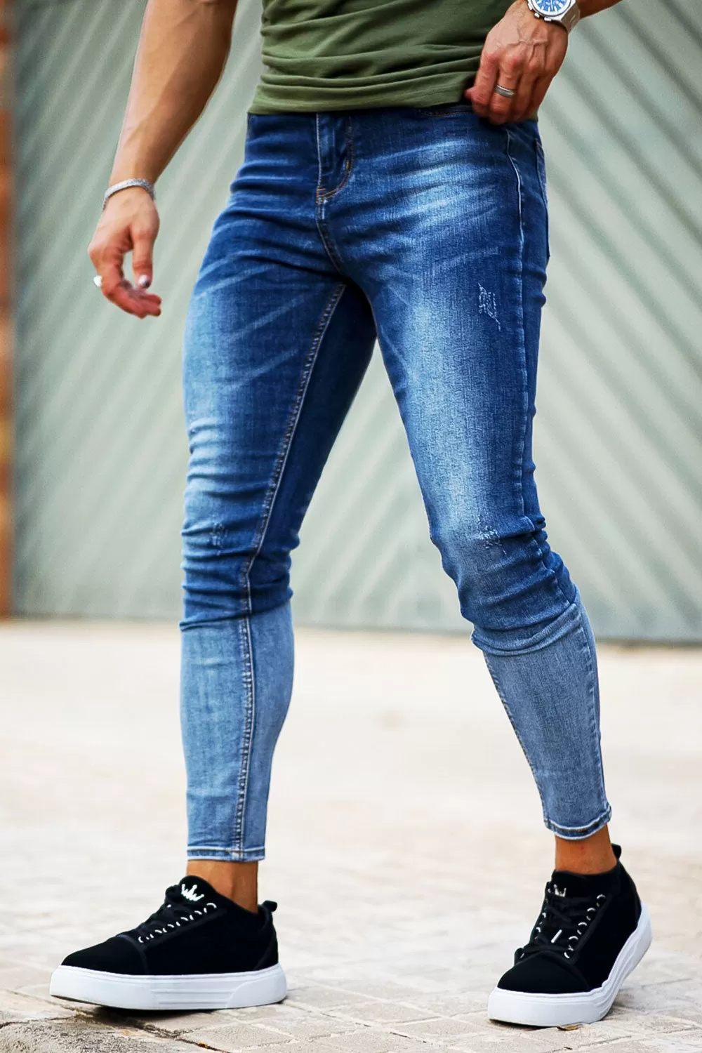 Buy $80 Free Shipping Stylish Skinny Jean - Blue