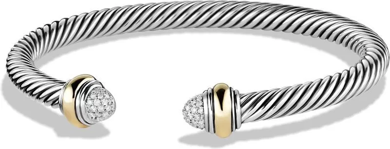 Cable Classics Collection Bracelet with Diamonds and 14K Gold