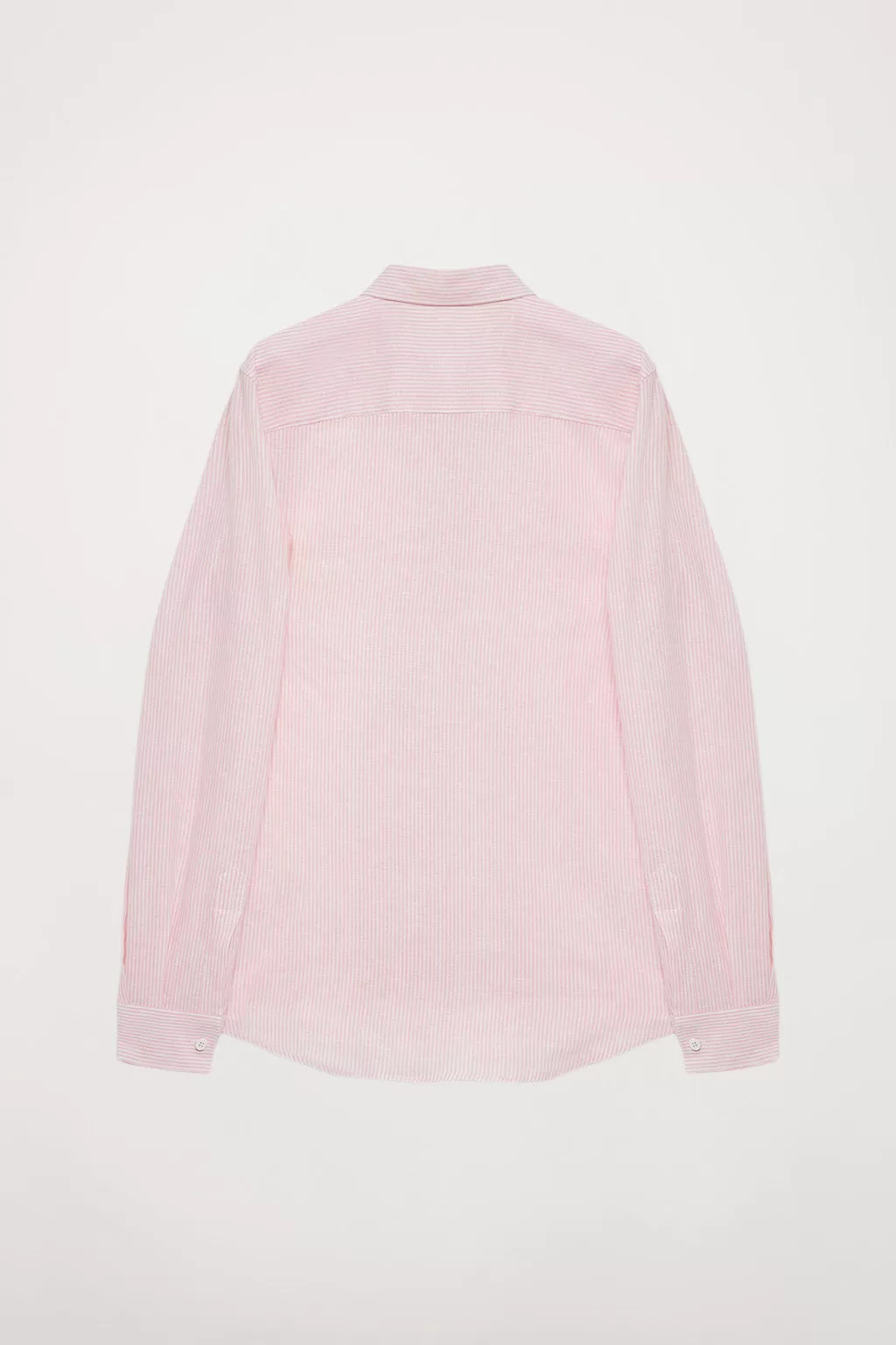 Camisa mil rayas rosa con detalle bordado en el pecho