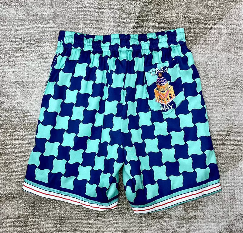 CASABLANCA Pool Tile Silk Shorts