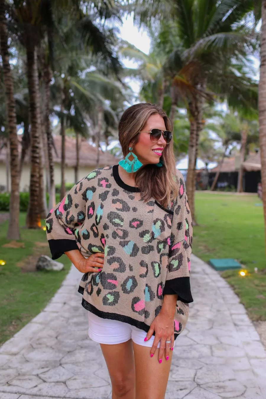 Charleston Colorful Leopard Lightweight Sweater