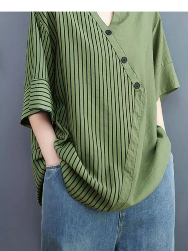 Charming Women's Button-Up Striped Tops