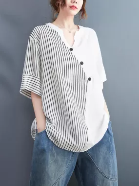 Charming Women's Button-Up Striped Tops