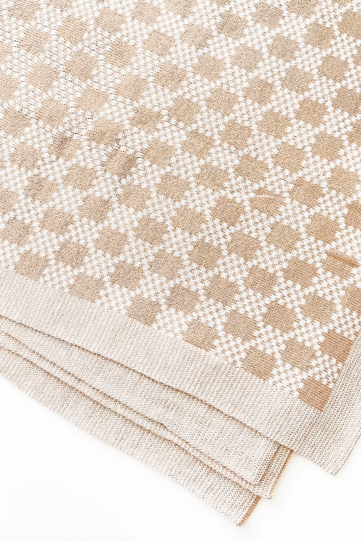 CHECK MATE KNIT BLANKET / BEIGE