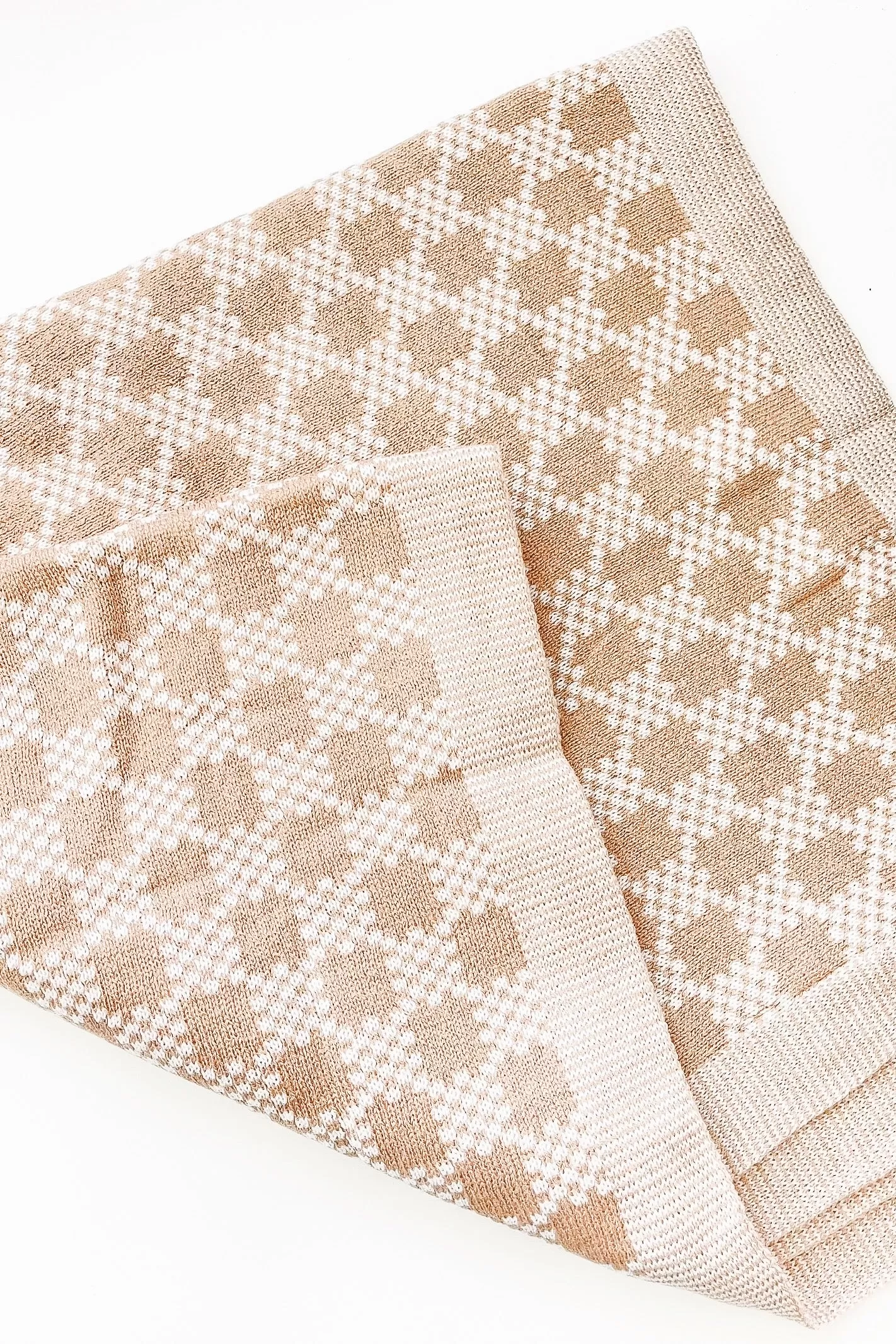 CHECK MATE KNIT BLANKET / BEIGE