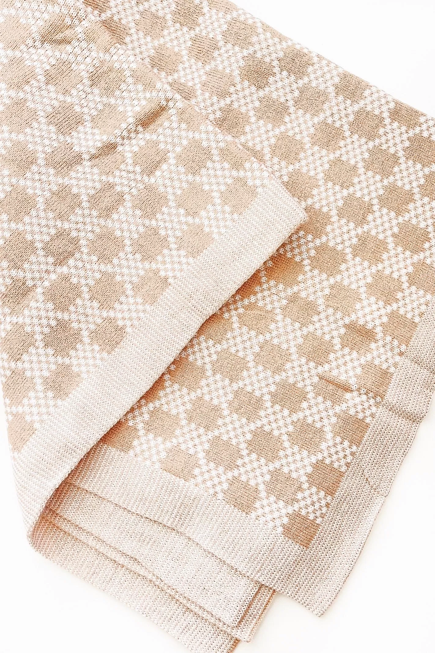 CHECK MATE KNIT BLANKET / BEIGE