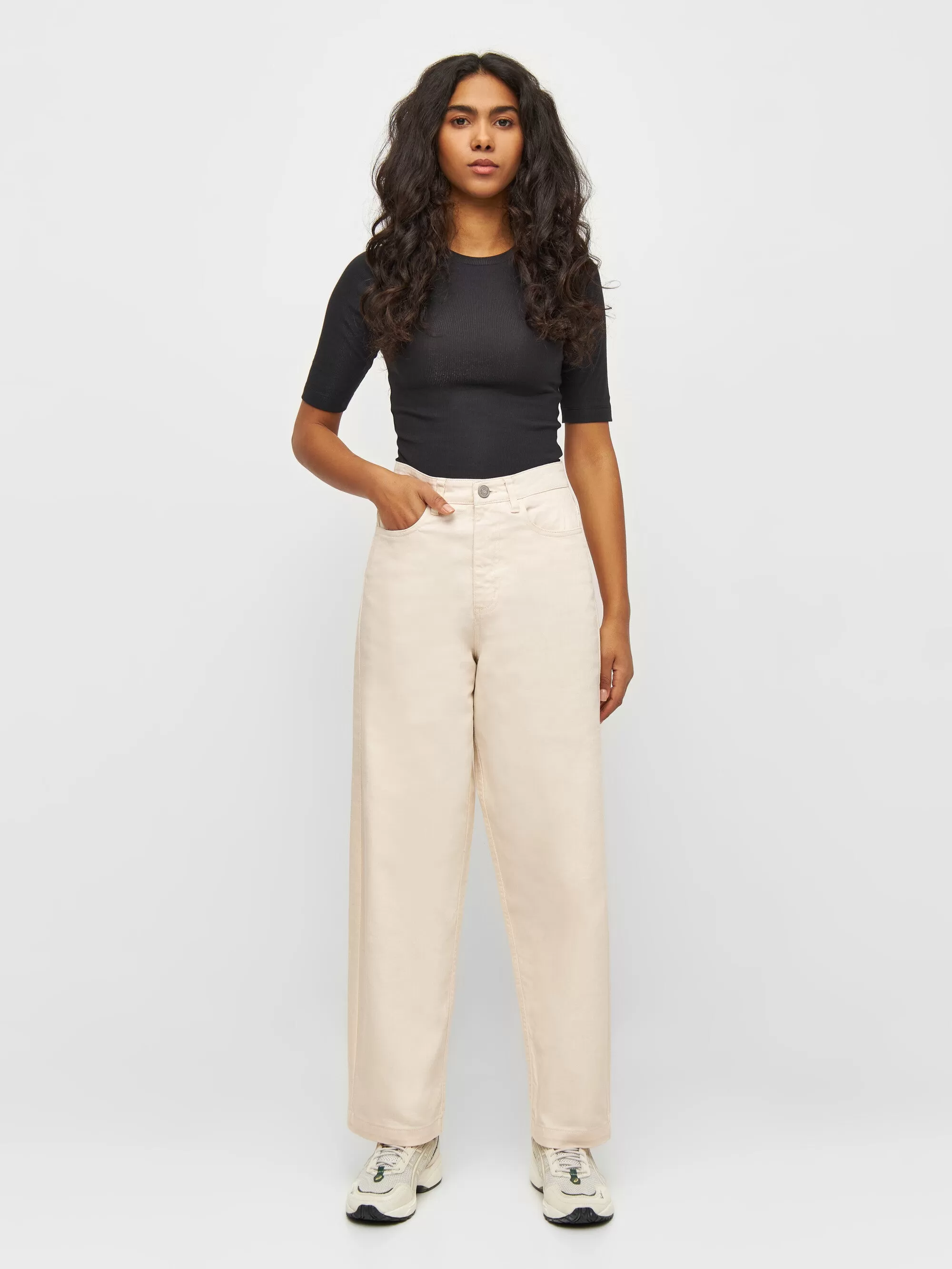 CHLOE barrel high-rise twill 5-pocket pants - Buttercream