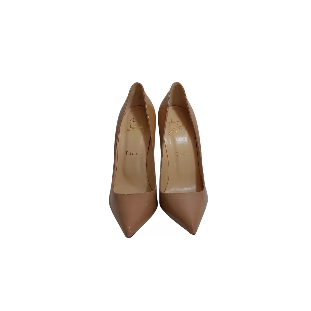 Christian Louboutin Beige Patent Leather Pointed Pumps | Like New |