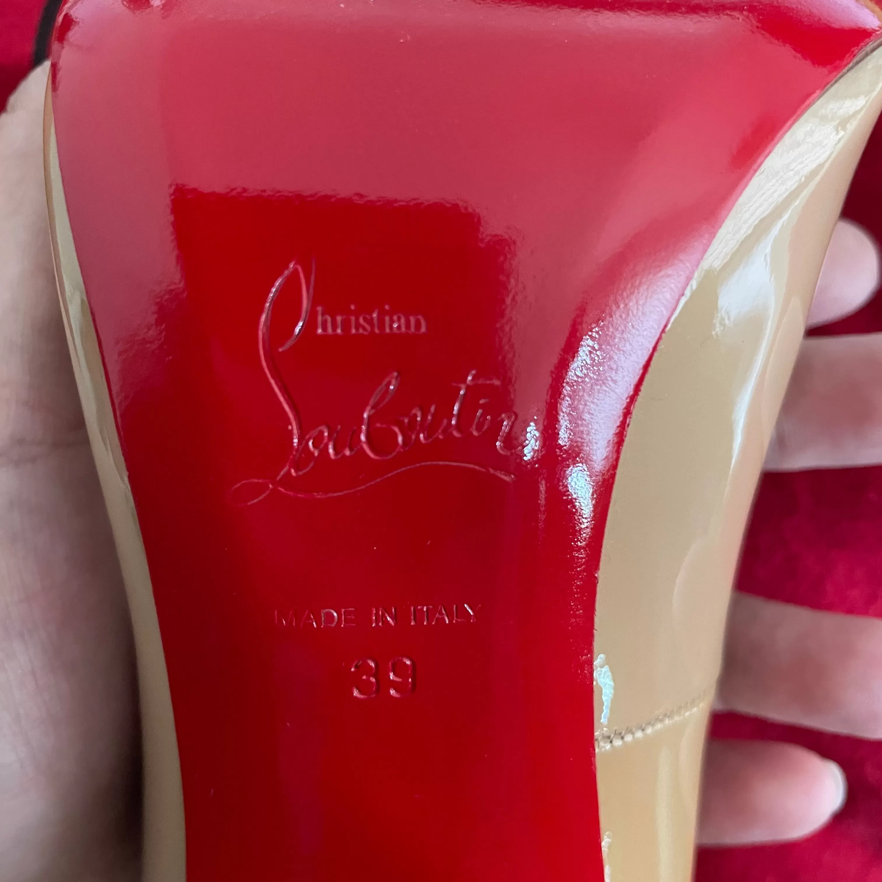 Christian Louboutin Beige Patent Leather Pointed Pumps | Like New |