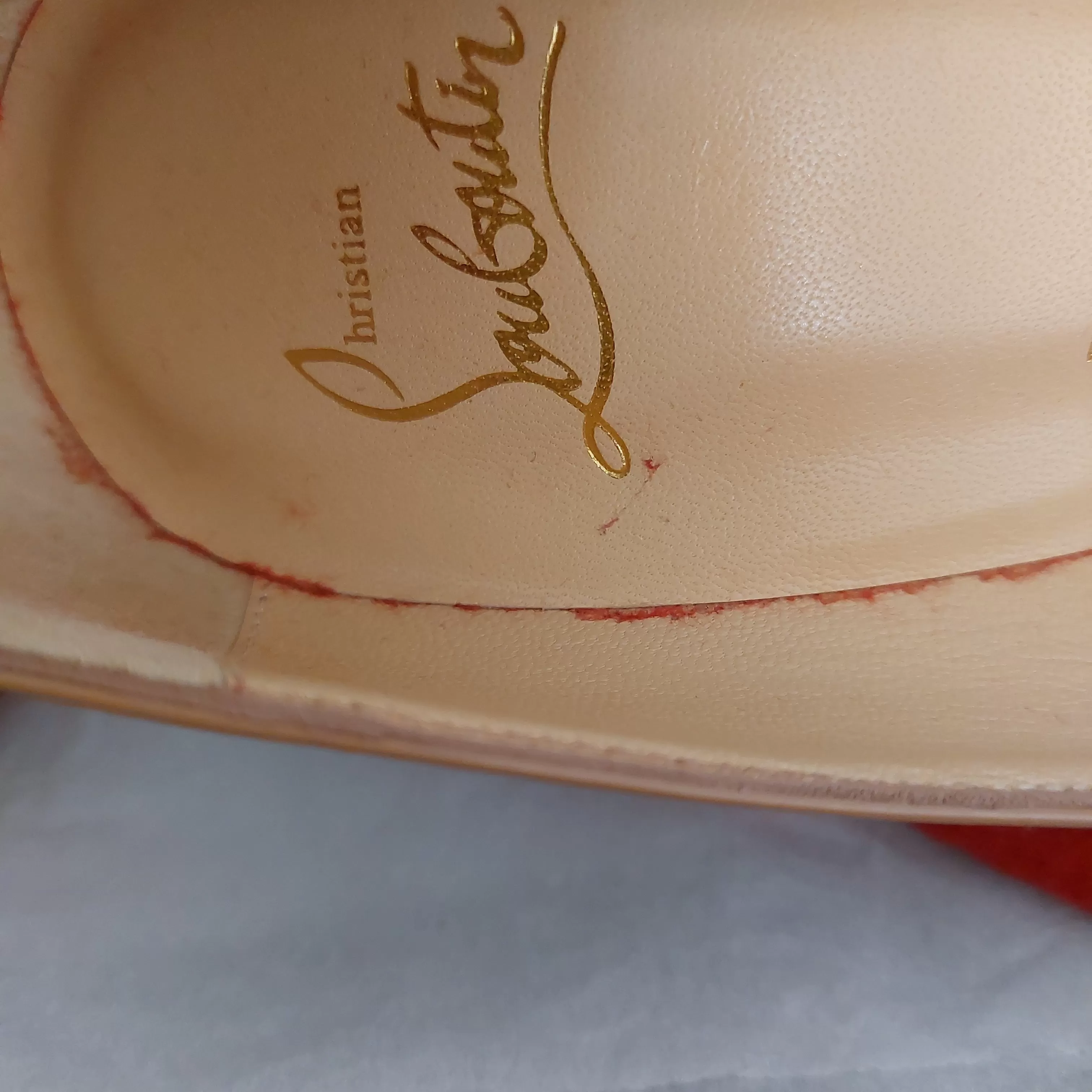 Christian Louboutin Beige Patent Leather Pointed Pumps | Like New |