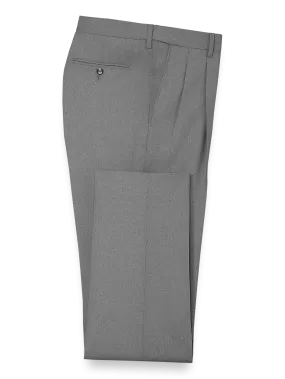 Classic Fit Essential Wool Pleated Suit Pants - Grey