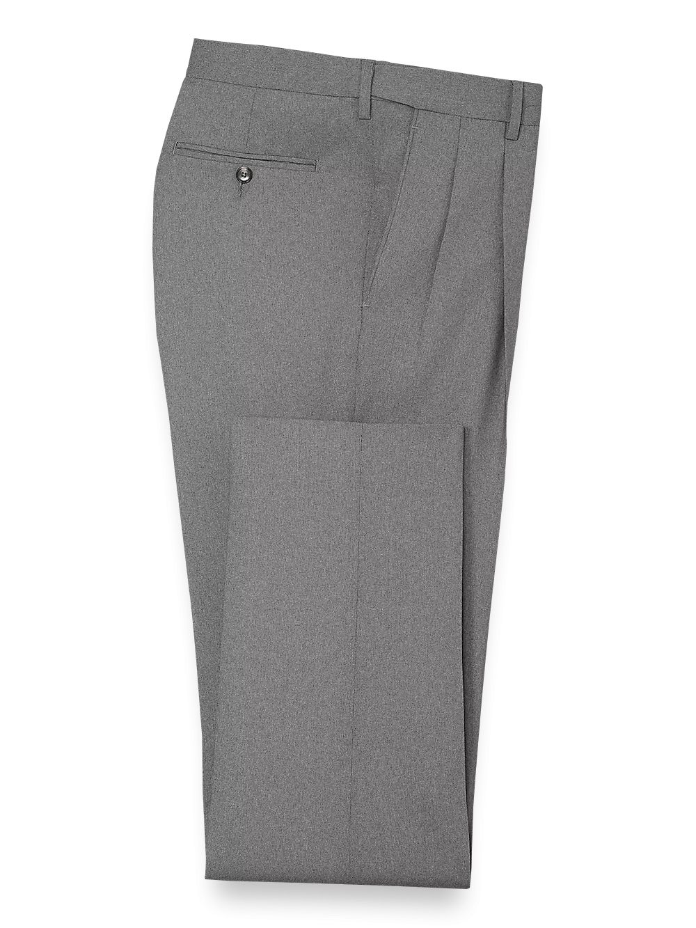 Classic Fit Essential Wool Pleated Suit Pants - Grey