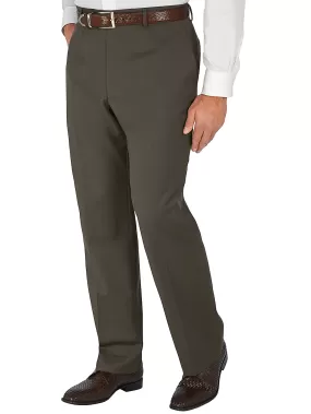 Classic Fit Wool Gabardine Flat Front Pants - Dark Taupe