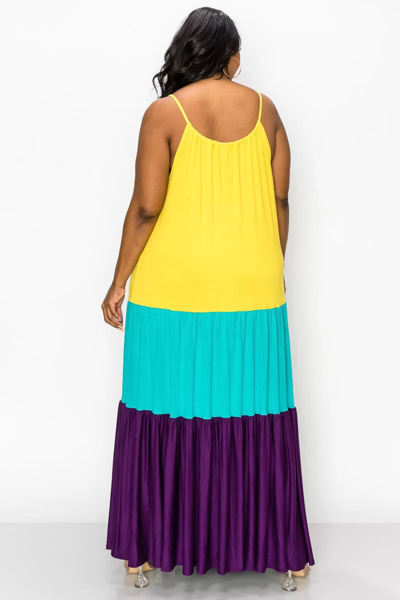 Colorblock Cami Neck Maxi Dress