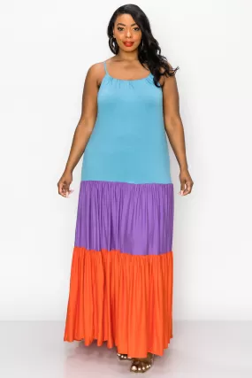 Colorblock Cami Neck Maxi Dress