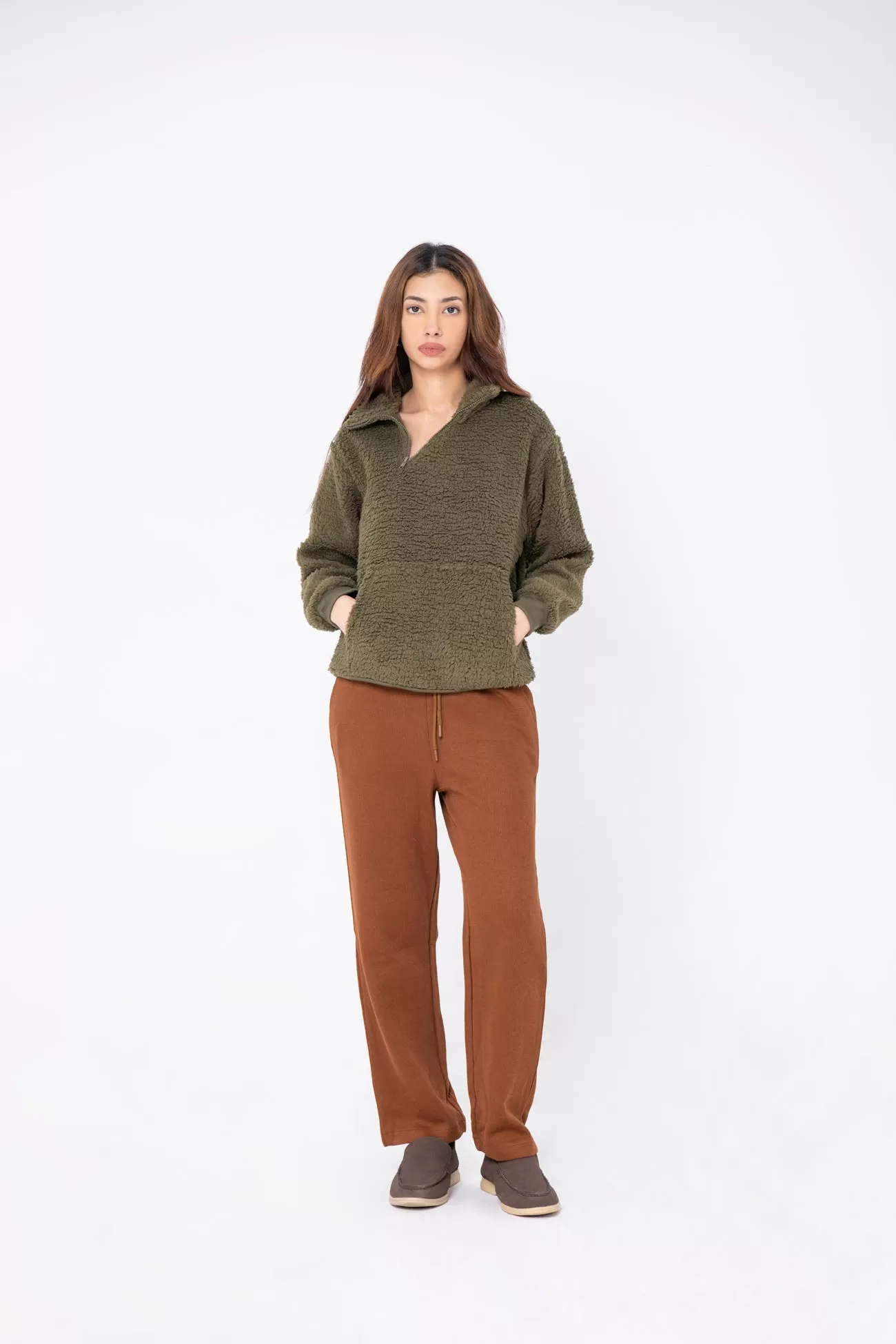 COZY SHERPA ZIPPER SWEATSHIRT