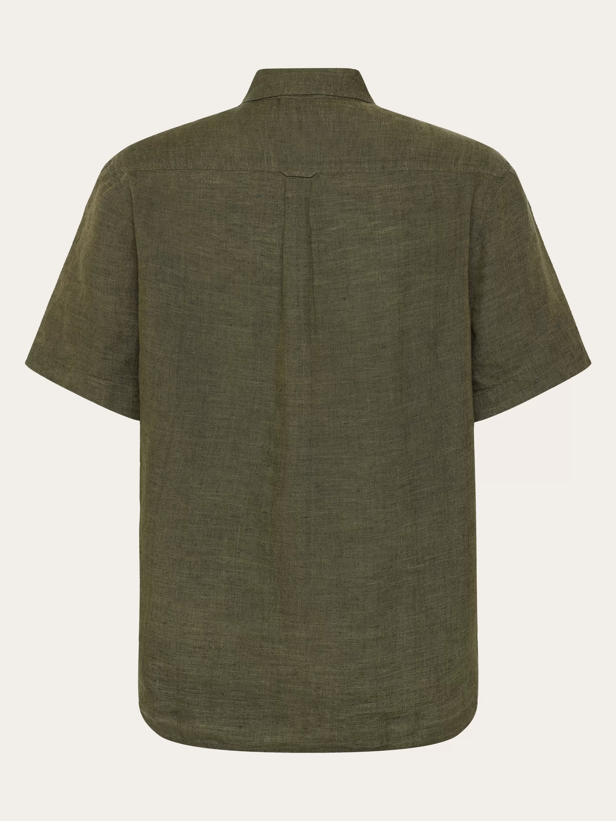 Custom fit linen short sleeve shirt - Burned Olive