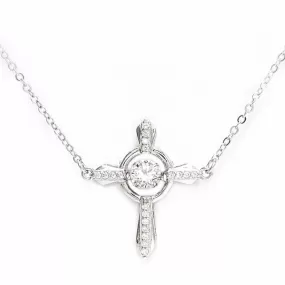 Dancing Gem Cross Design Necklace