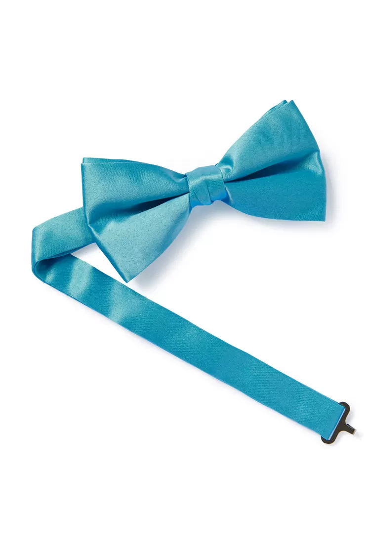 Dark Turquoise Satin Bow Tie