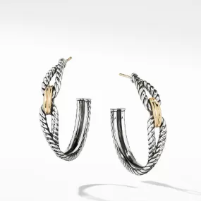 David Yurman Cable Loop Silver 18k Gold Hoop Earrings