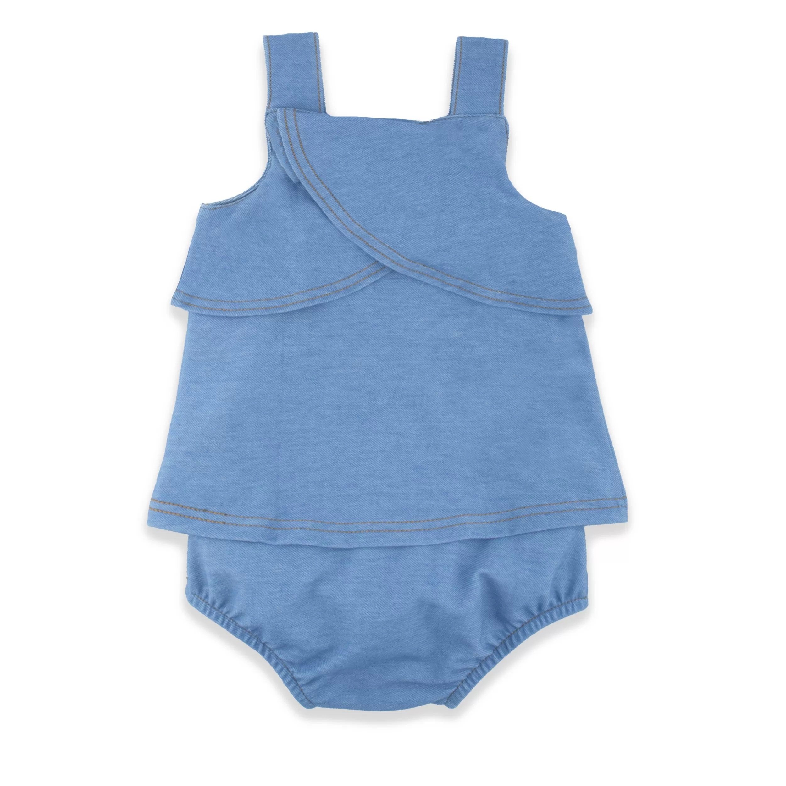 Denim Baby Ruffle Easyeo Romper