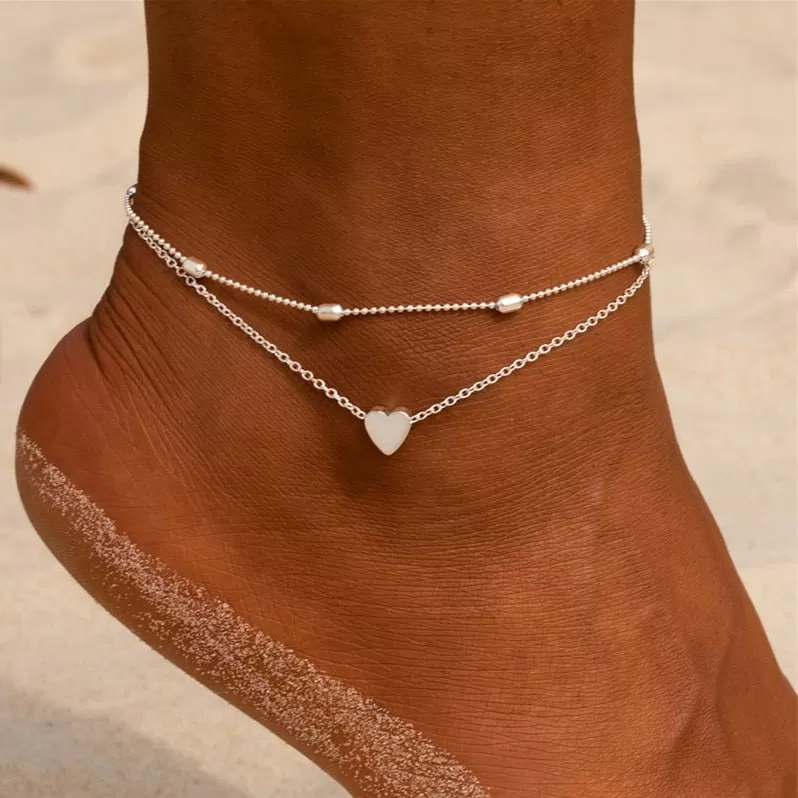 Double Heart Anklet